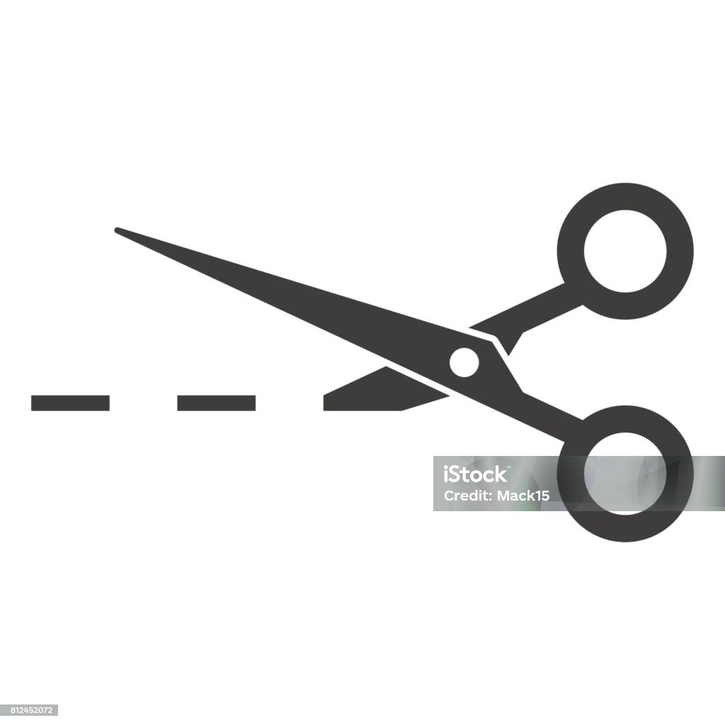 Scissors with cut lines Scissors stock vector