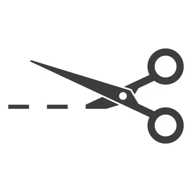 Vector illustration of Scissors with cut lines