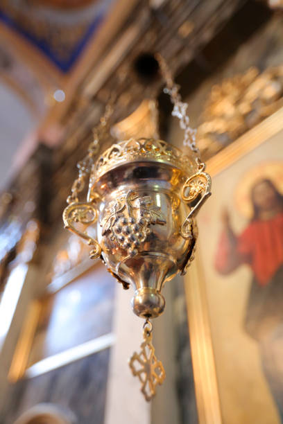 istock Ecclesiastical lamp in orthodox church 812457728