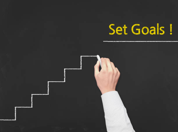 istock Set Goals! - Business Chalkboard Background 812466520