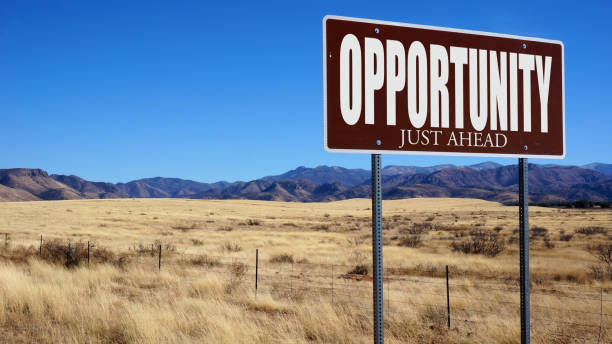 istock Opportunity Just Ahead brown road sign 812470532