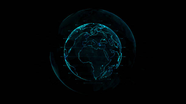 istock Outline earth with grid line on space illustration.Future world with technology concept. 812472858