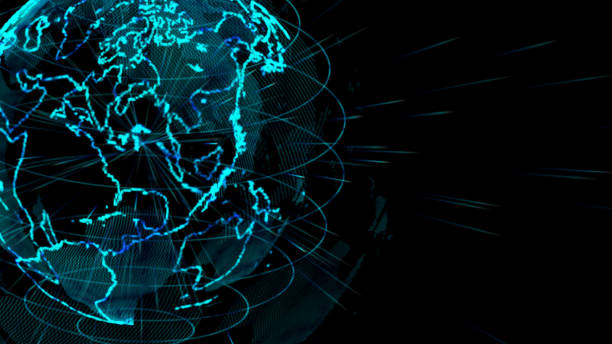 istock Global network connection concept.Future world with technology.Close up earth sphere with grid line 812472868