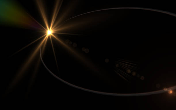 istock digital lens flare in black background.Beautiful rays of light. 812473796