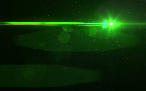 istock Green digital lens flare in black background horizontal frame warm 812473912