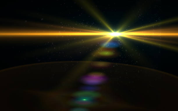istock Lens flare light over black background. easy to add overlay or screen filter over Photos 812474212