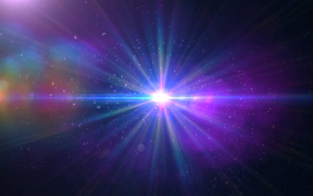 istock Abstract Design natural lens flare and Rays background.Abstract lens flare effect in space with horizontal black background 812481930