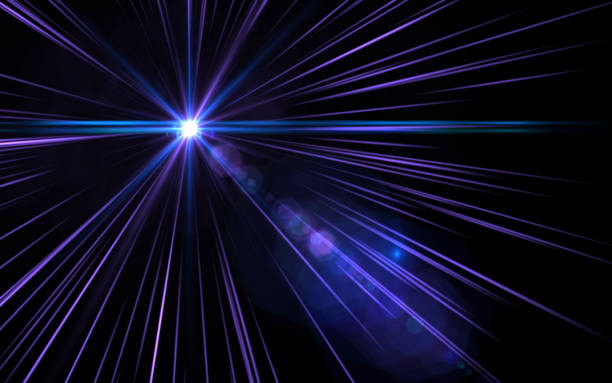 istock Abstract lens flare speed violet light on black background 812481968