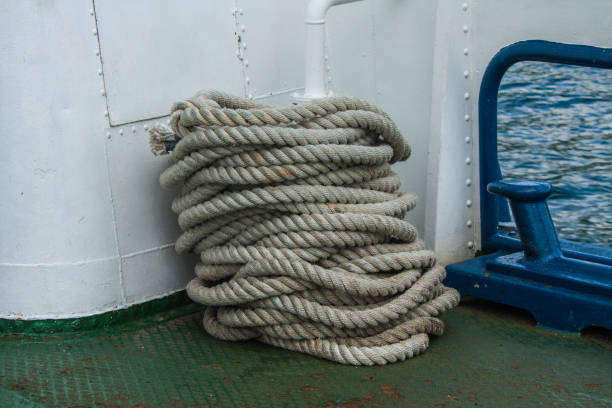 istock Ship rough rope roll on deck of vessel 812484996
