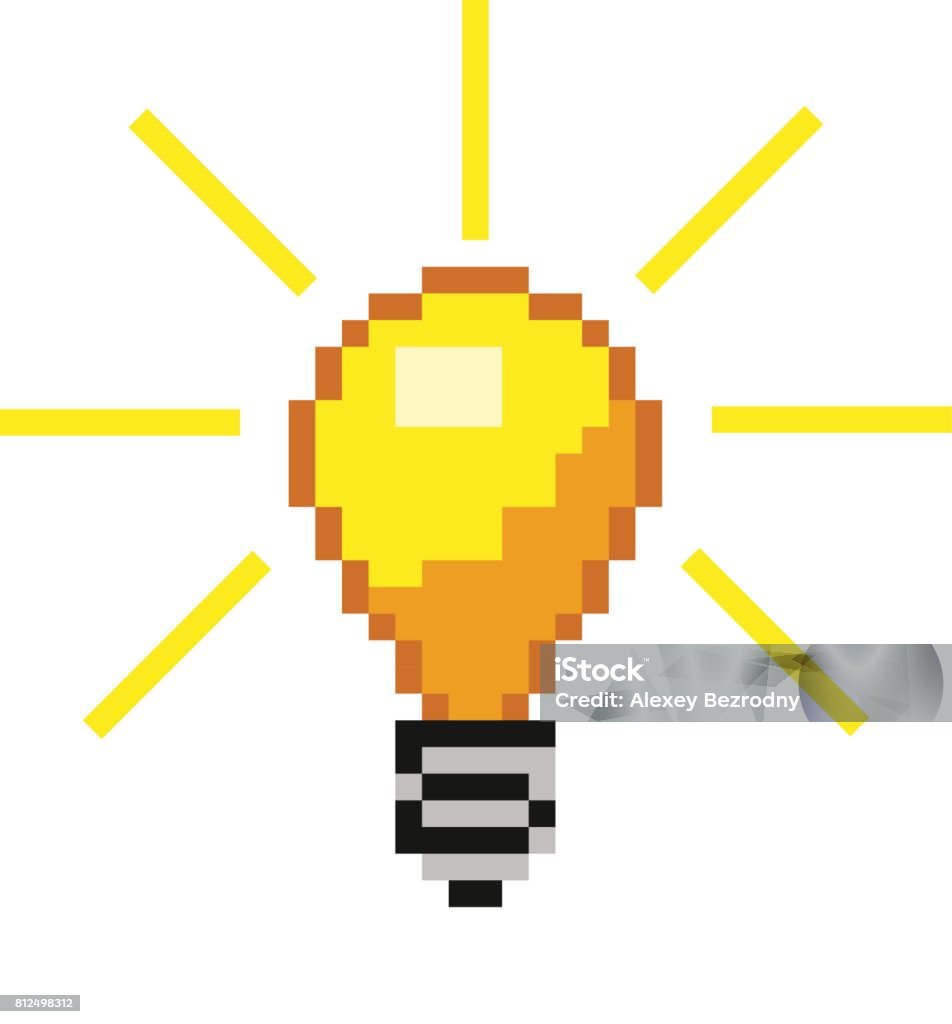 Vector pixel light bulb Vector pixel light bulb  8 bit idea lightbulb symbol Pixelated stock vector