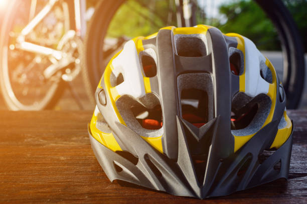 istock set bicycle equipment on a top wood 812501738