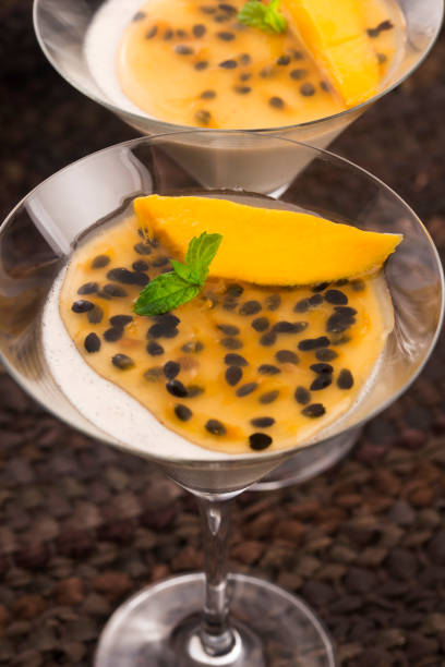 istock Panna cotta dessert with passion fruit and mint 812521096