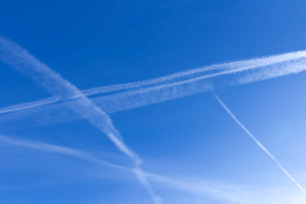 istock trace of the plane in the sky 812558538