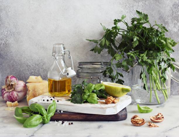 istock Pesto. Fresh homemade basil pesto. 812563160