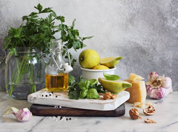 istock Pesto. Fresh homemade basil pesto. 812563278
