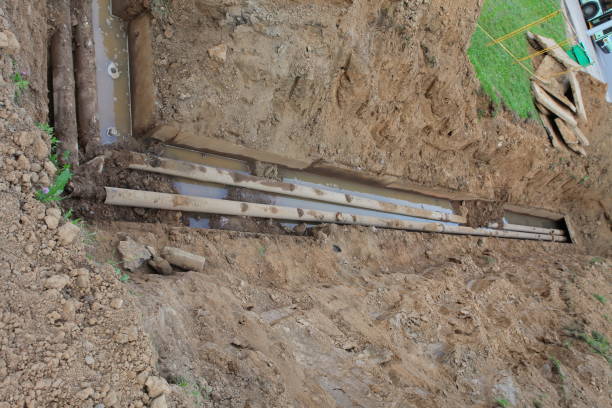 istock sewer pipe in the trench 812575998