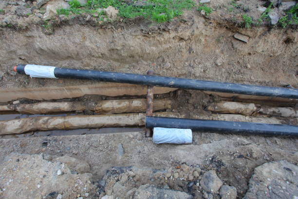 istock sewer pipe in the trench 812576174