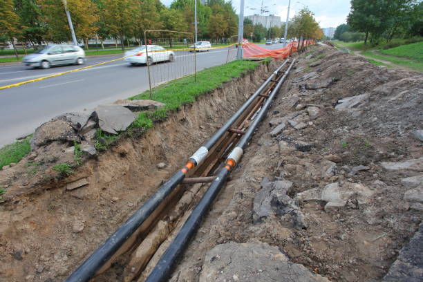 istock sewer pipe in the trench 812576196
