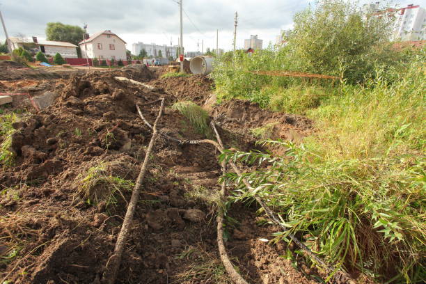 istock sewer pipe in the trench 812578992