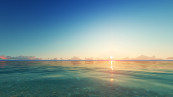 Realistic Beautiful sunset 3D render,