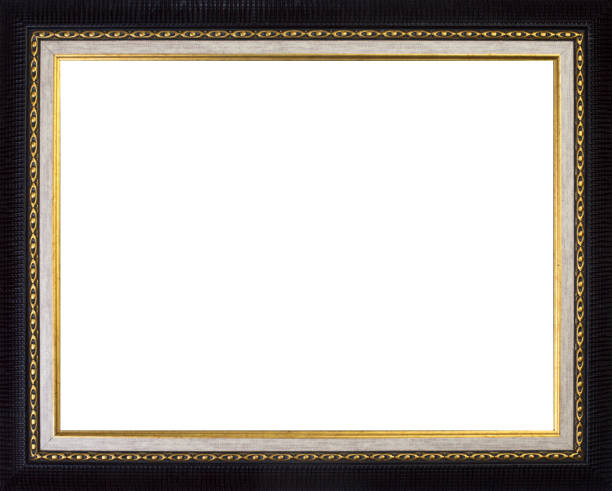 Picture Frame in Black, Modern with Gold Edge