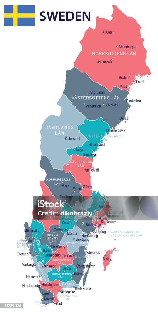 15 - Sverige karta - grön rosa grå 10 - Royaltyfri Göteborg vektorgrafik