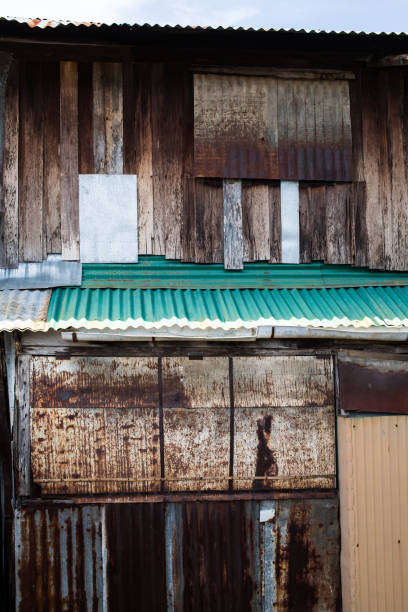 istock Rusty corrugated iron metal texture background, Wood texture 812591702