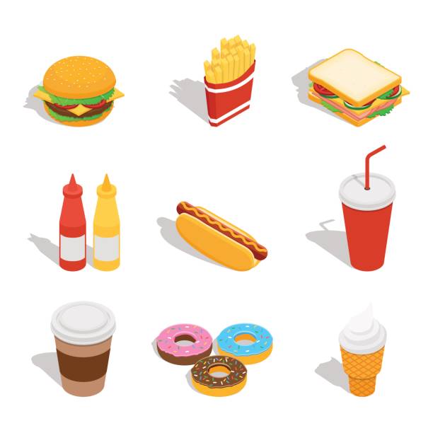 reihe von web-icons für fast-food-restaurant - menu fast food restaurant food beef stock-grafiken, -clipart, -cartoons und -symbole