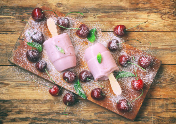 istock Homemade yogurt ice cream, with cherry 812619586