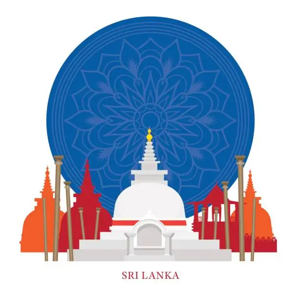 Vector illustration of Sri Lanka Landmarks with Decoration Background