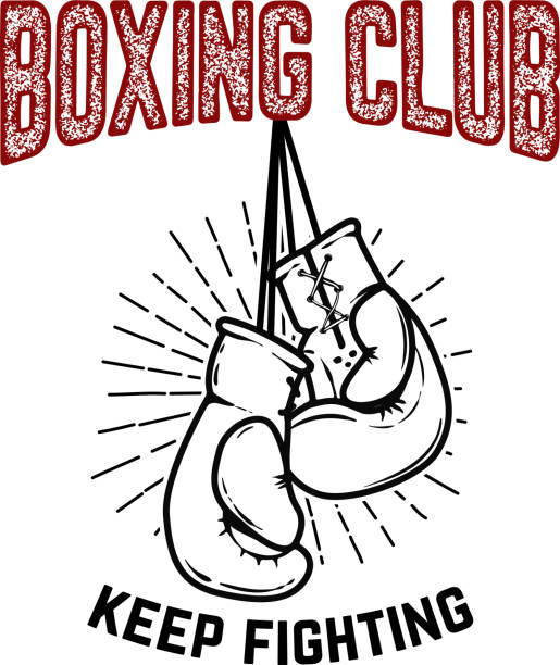 Boxing club, keep fighting. Boxing gloves on white background. Design element for poster,label, emblem, sign. Vector illustration Boxing club, keep fighting. Boxing gloves on white background. Design element for poster,label, emblem, sign. Vector illustration boxing glove stock illustrations