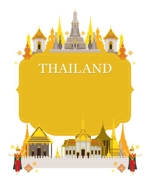 таиланд ориентиры, традиционный танец, кадр - bangkok thailand rickshaw grand palace stock illustrations