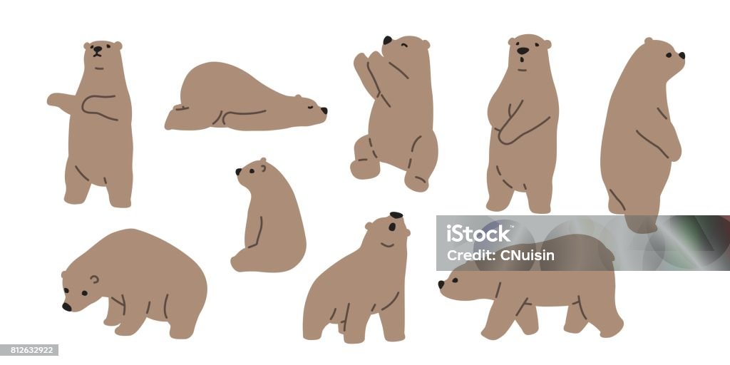 Orso grizzly orso polare orsacchiotto icona illustrazione doodle - arte vettoriale royalty-free di Orso