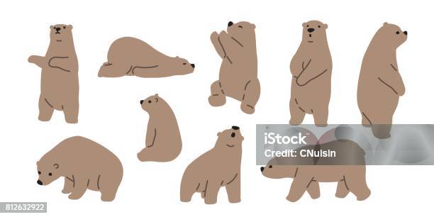 Orso Grizzly Orso Polare Orsacchiotto Icona Illustrazione Doodle - Immagini vettoriali stock e altre immagini di Orso