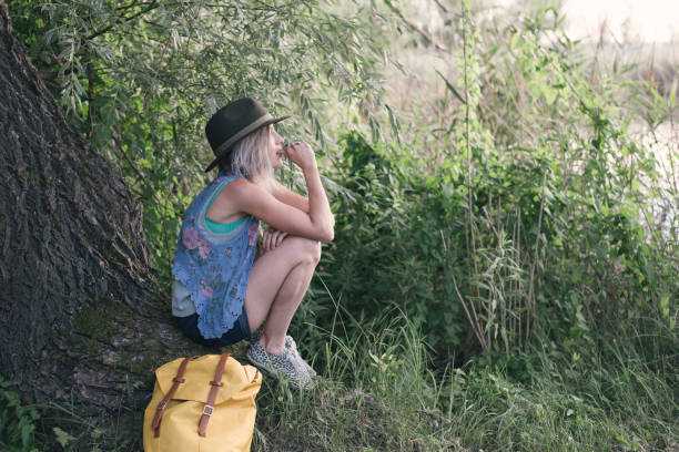 istock Young hippie woman traveling 812635950