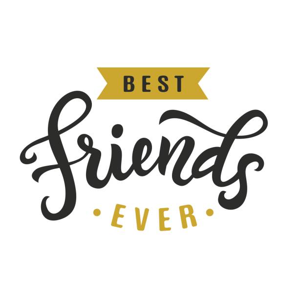 Best friends ever. Friendship Day cute poster Best friends ever. Friendship Day cute poster, vintage retro style. Greeting card typography design. Vector illustration. forever friends stock illustrations