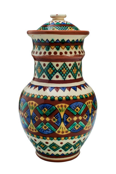 istock Covered with glaze ceramic handmade pot. Isolated on a white background 812658470