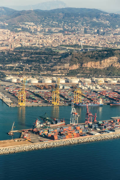 istock Barcelona Harbor, view from the airplane 812687000