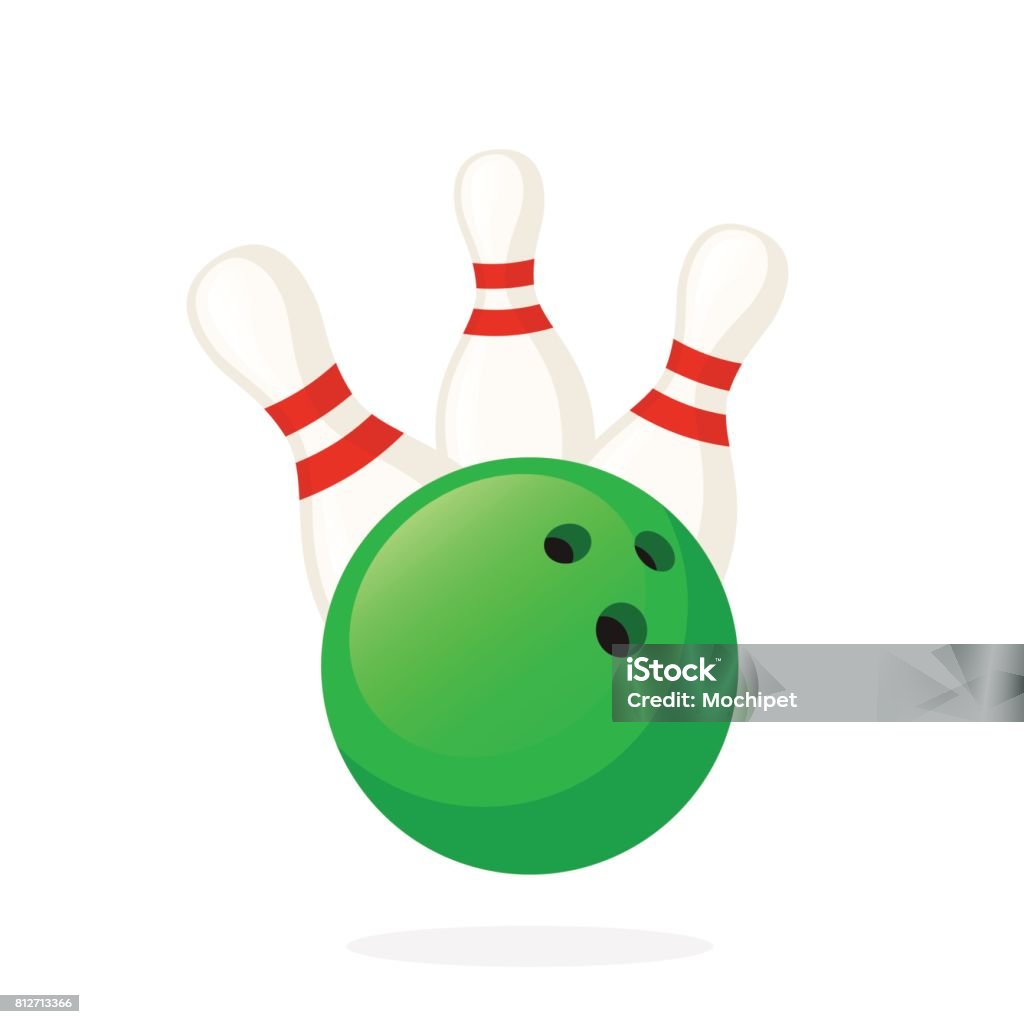 Bowling ball klopft an-pins - Lizenzfrei Bowlingkugel Vektorgrafik