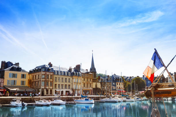 istock Honfleur harbor with sailboats at sunny day 812714024