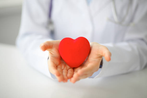 istock Female doctor with stethoscope holding heart. 812721852