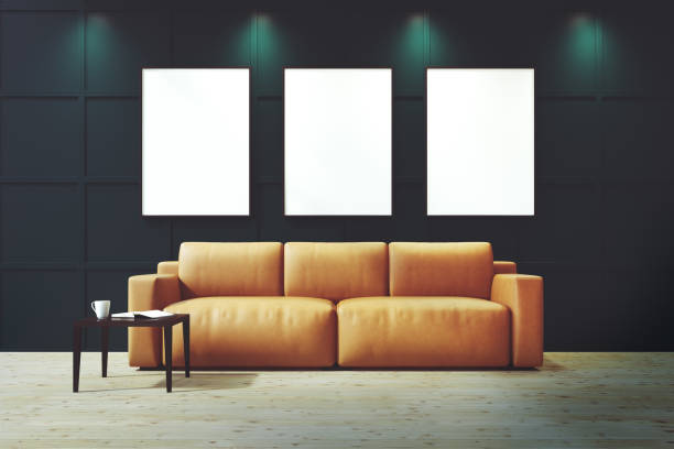 istock Beige sofa in a green living room toned 812737420