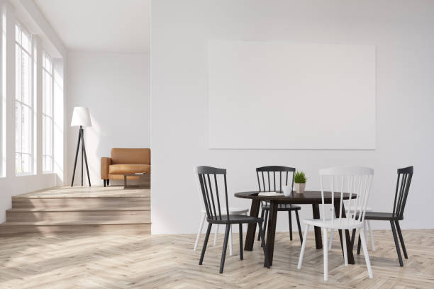 istock White dining room with a poster, couch 812737732