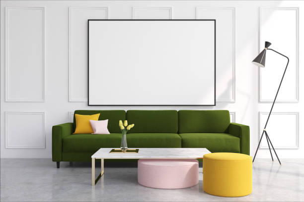 istock White living room, green sofa 812738366
