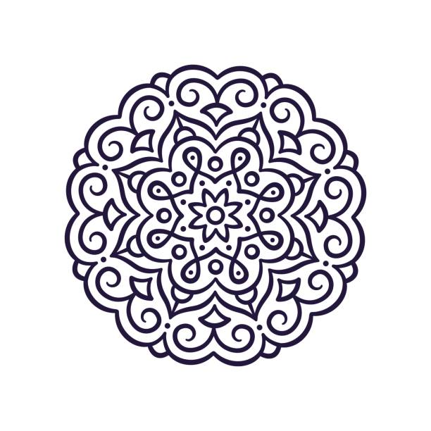 Simple Mandala ornament Simple and modern flower mandala ornament vector illustration. Decorative kaleidoscope pattern. Black and white coloring book page. mandala stock illustrations