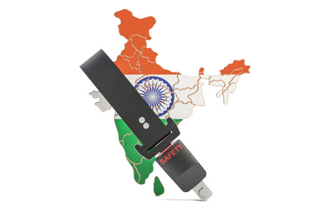 istock Indian map with safety belt. Security and protect or insurance concept, 3D rendering 812754670