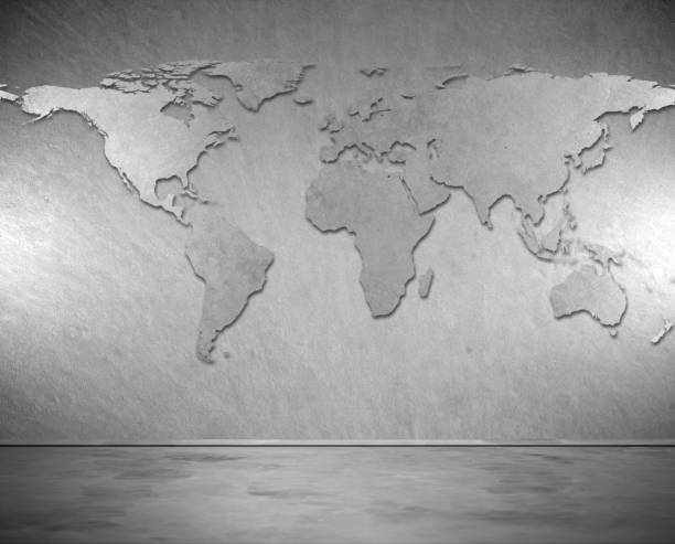 istock World map on concrete wall in room 812759948
