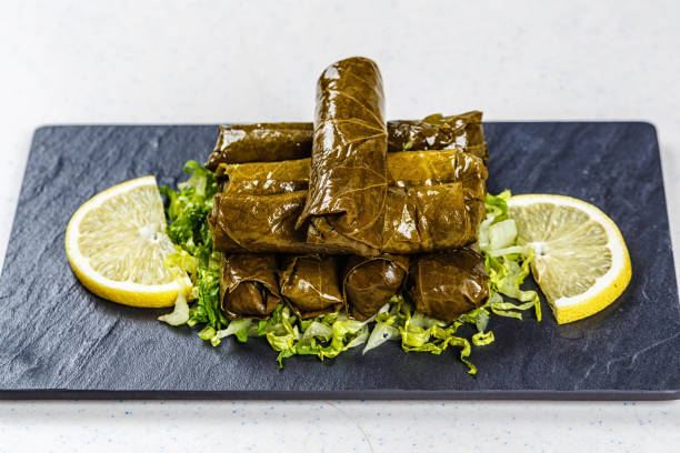 istock Dolma, stuffed grape leaves with rice and meat 812776430