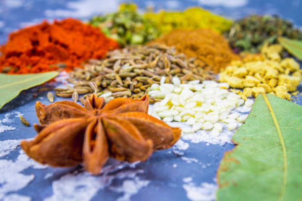 istock Spices and herbs on a black background 812776812