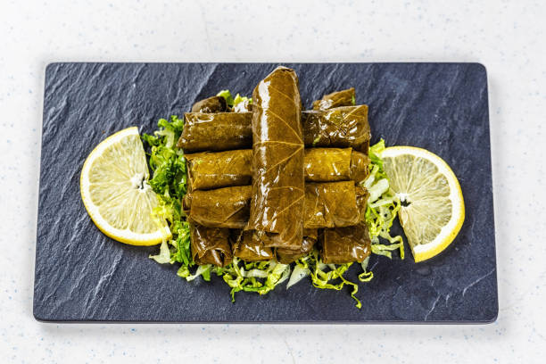 istock Dolma, stuffed grape leaves with rice and meat 812776844